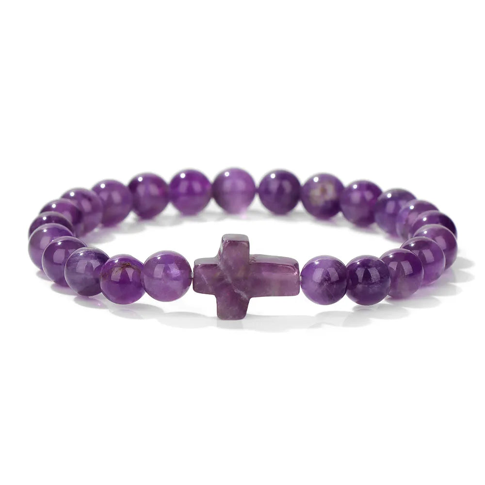Natural Stone Charm Bracelets For Women Men Amethysts Lapis Lazuli Labradorite White Howlite Elastic Bracelet Jewelry