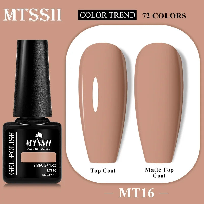 MTSSII 72 Colors 7ml Colorful Gel Nail Polish Nail Supplies Semi Permanent Nail Art Manicure Soak Off LED UV Gel Nail Varnish