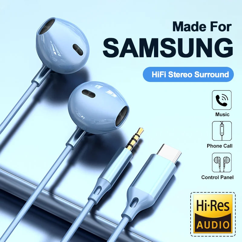 Wired Earbuds, USB-C or 3.5 mm Connector