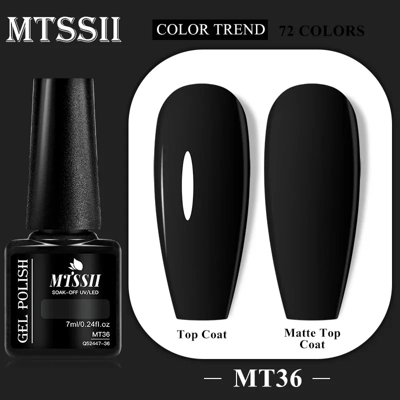 MTSSII 72 Colors 7ml Colorful Gel Nail Polish Nail Supplies Semi Permanent Nail Art Manicure Soak Off LED UV Gel Nail Varnish