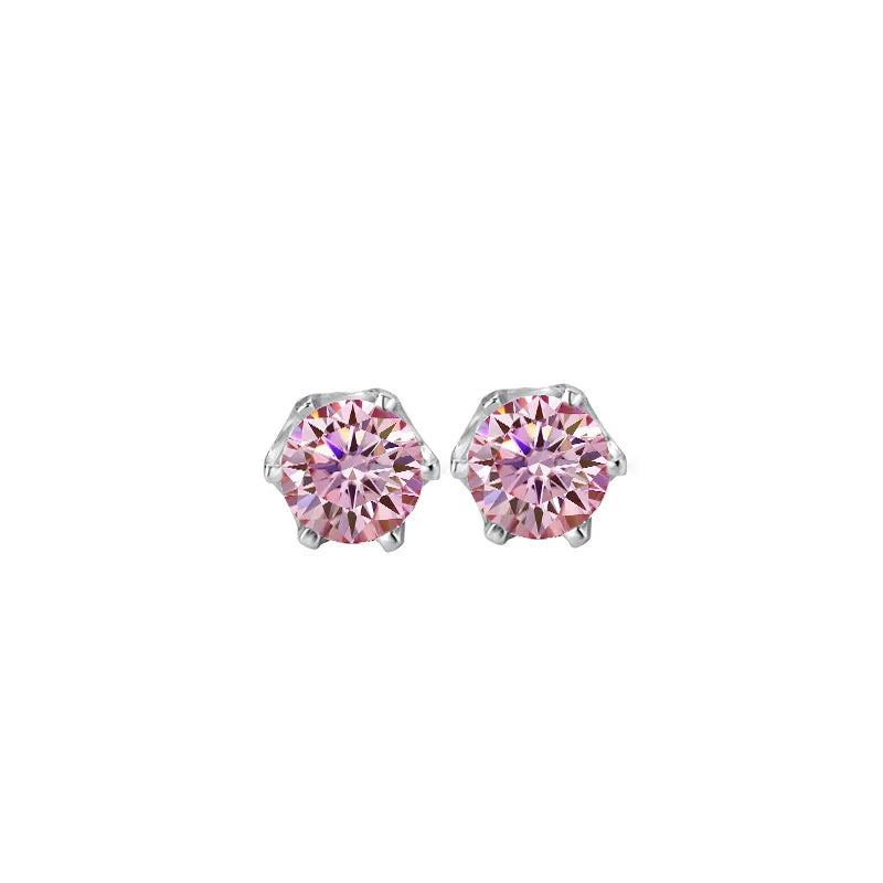 TY 0.3-2CT Moissanite Earrings 925 Sterling Silver Round Cut Stud Earrings Piercing Earrings for Men and Women Fine Jewelry