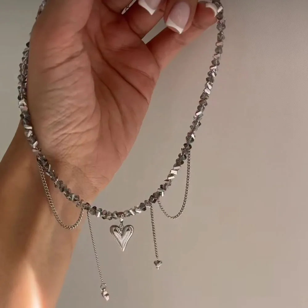 Elegant Multilayer Tassel Chain Pendant Necklace For Women Vintage Creative Natural Blue Stone Chocker Necklace Wedding Jewelry
