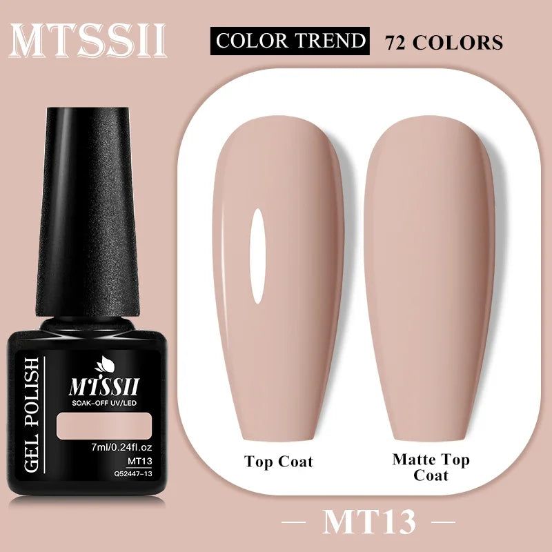 MTSSII 72 Colors 7ml Colorful Gel Nail Polish Nail Supplies Semi Permanent Nail Art Manicure Soak Off LED UV Gel Nail Varnish