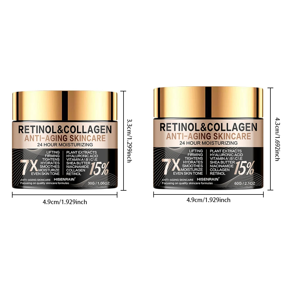 HISENRAIN Retinol Collagen Face Cream - Anti-Aging Intense Moisturizer, Reduce Wrinkles Fine Lines & Firm Skin.