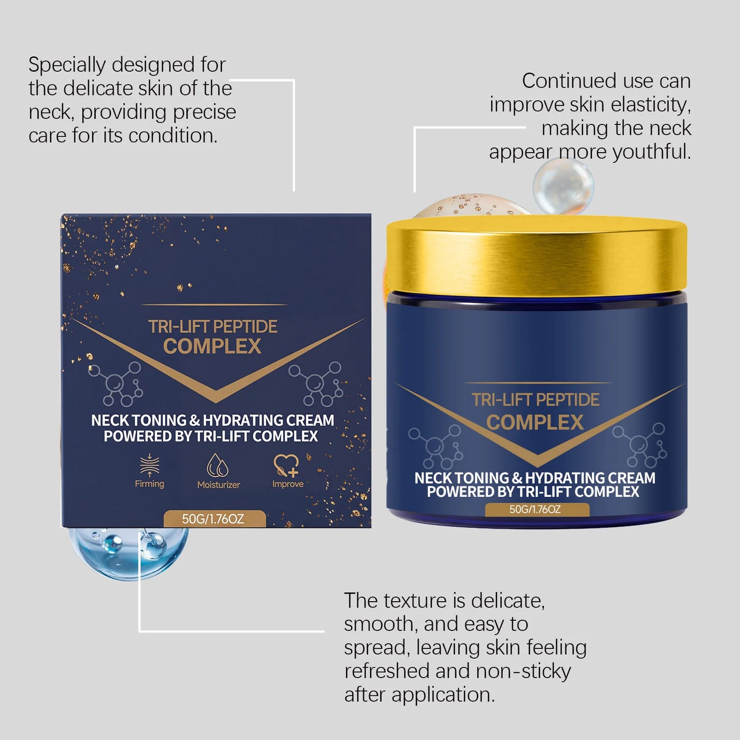 Tri-lift Peptide Complex Cream Anti Aging Brighten Skin Smoothing Skin Fine Lines Remove Wrinkle Facial Neck Firming Moisturizer