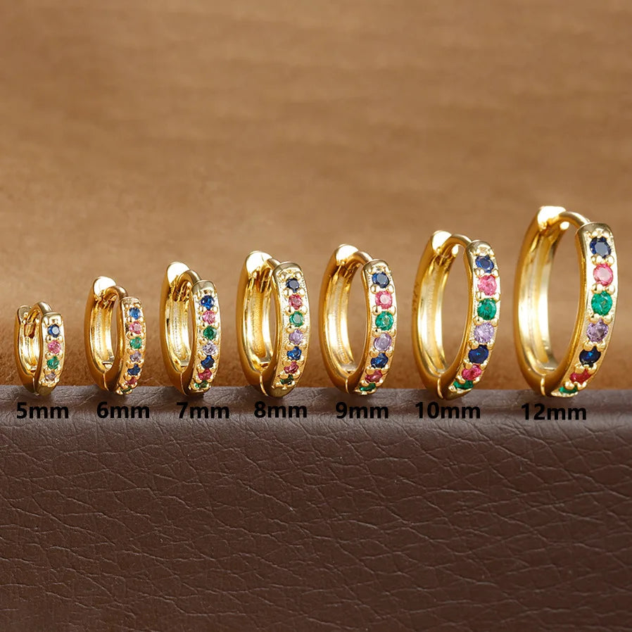 1Pair Stainless Steel Huggie Minimal Hoop Earrings Little Crystal Zirconia Thin Helix Tragus Cartilage Earrings Piercing Jewelry