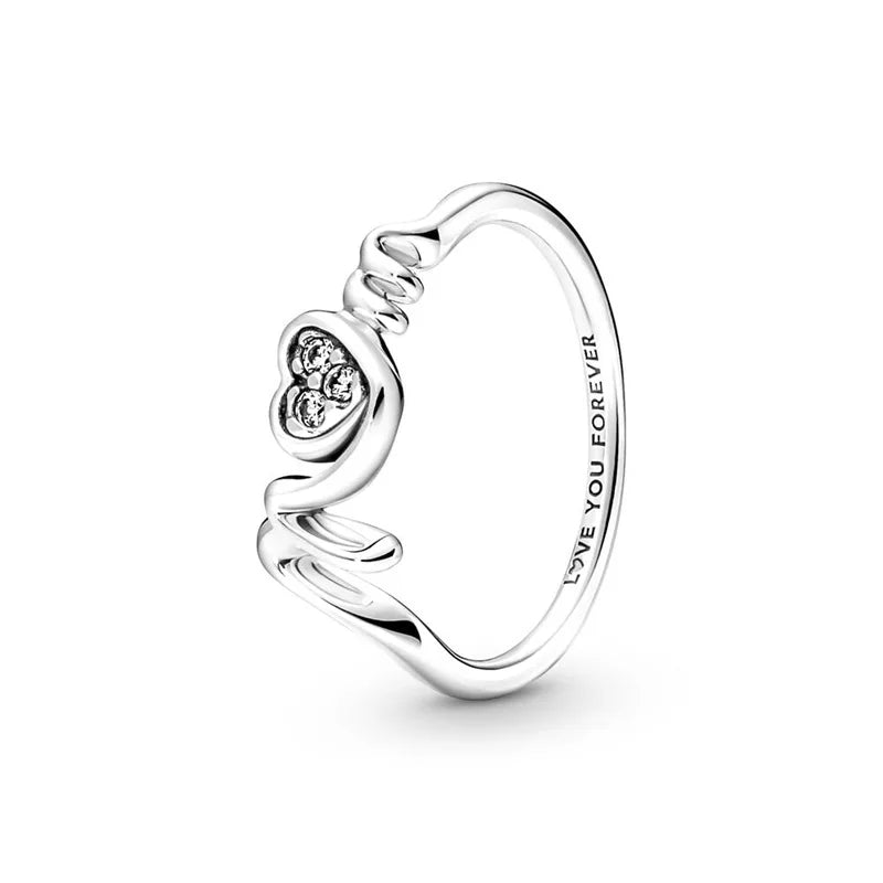 New 925 Silver Heart-Shaped,Floral,Square Ring Suitable for Exquisite High-Quality Jewelry for Women at Wedding Parties
