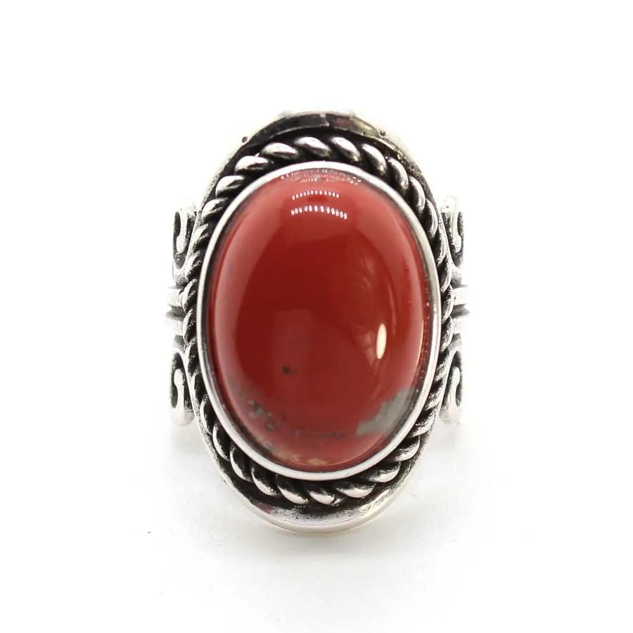 Vintage Crystal Oval Stone Rings For Men Women Natural Rose Quartz Amethyst Onyx Agate Gemstone Adjustable Finger Ring Jewelry