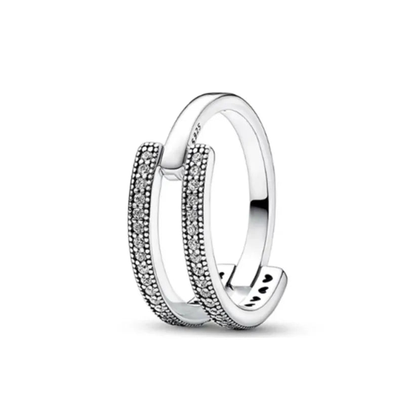 New 925 Silver Heart-Shaped,Floral,Square Ring Suitable for Exquisite High-Quality Jewelry for Women at Wedding Parties