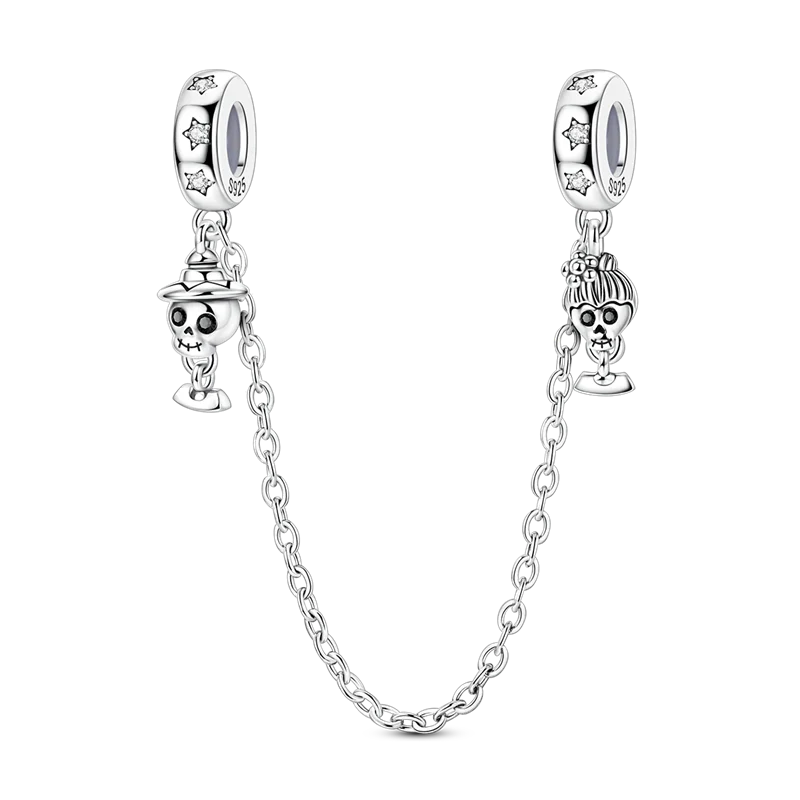 2026 Halloween Skull Charms Bead 925 Sterling Silver Sparkling Zircon Pumpkin Head Dangle Fit Bracelet DIY Jewelry Holiday Gift