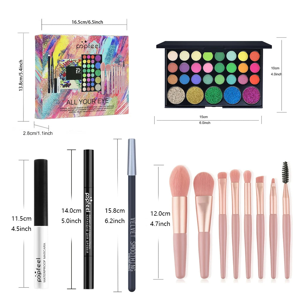 POPFEEL Eye Makeup Kit, Featuring a 40-Color Eyeshadow Palette and Eyebrow Pens. Perfect for Beginners and as a Thoughtful Gift