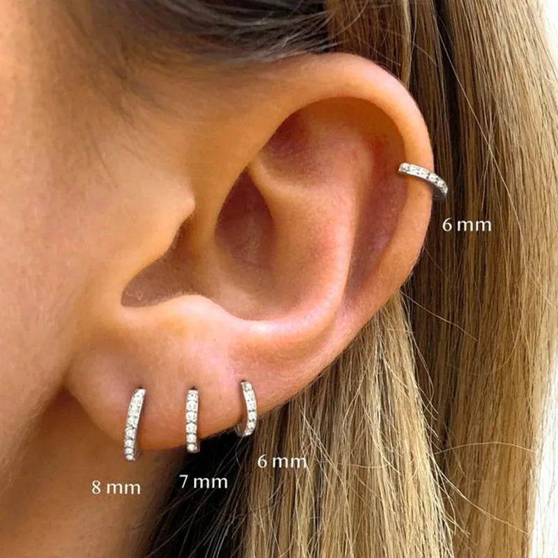 2Pcs Rainbow Little Huggies Stainless Steel Hoop Earrings Tiny Rings