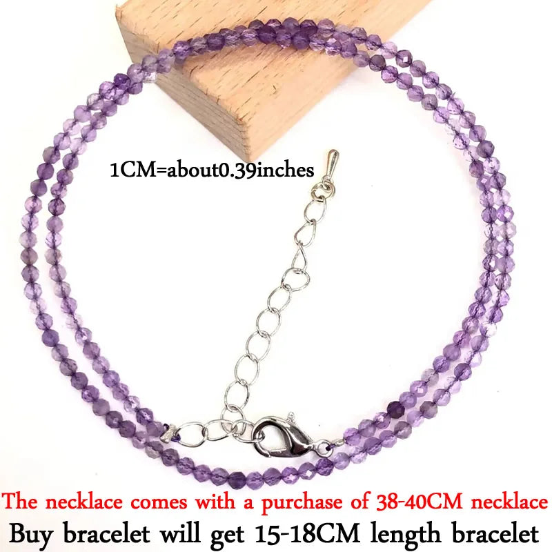 Small Natural Stone Bead Necklace Bracelet for Women, Zircon Tourmaline Pearl Necklace with, Reki Clavicle Chain, Choker, 2-3mm