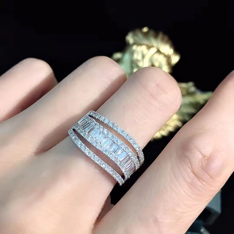 Brilliant Wave Hollow Design Ring  Exquisite Sparkling CZ