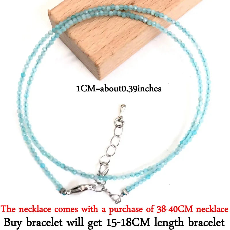 Small Natural Stone Bead Necklace Bracelet for Women, Zircon Tourmaline Pearl Necklace with, Reki Clavicle Chain, Choker, 2-3mm