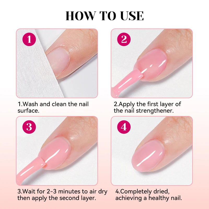 NICOLE DIARY 12ml Pink Nail Strengthener Natural Sheer for Enhanced Gloss Keratin Nail Polish for Manicure Care Air Dries