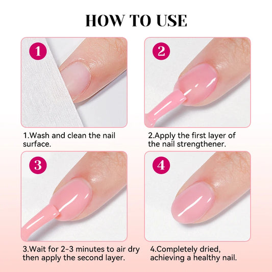 NICOLE DIARY 12ml Pink Nail Strengthener Natural Sheer for Enhanced Gloss Keratin Nail Polish for Manicure Care Air Dries
