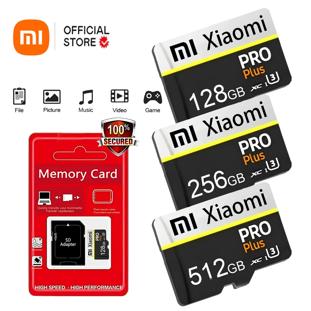 SD Card 512GB Extreme Speed Xiaomi Micro TF Card 256GB SD Memory Card A2 Cartao De Memoria 128GB For Lenovo Surveillance Devices