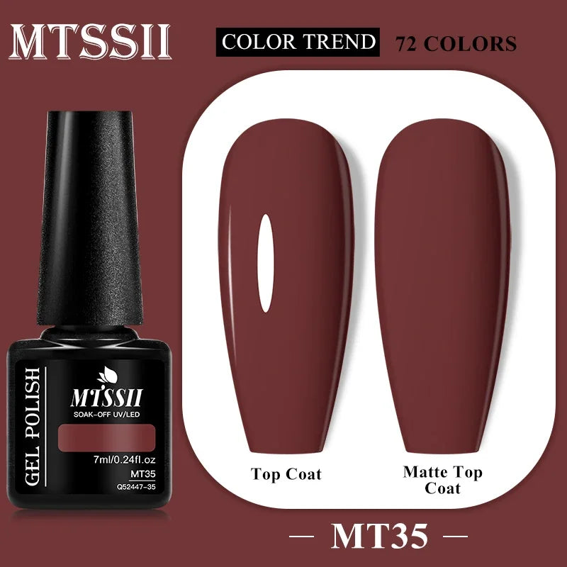 MTSSII 72 Colors 7ml Colorful Gel Nail Polish Nail Supplies Semi Permanent Nail Art Manicure Soak Off LED UV Gel Nail Varnish