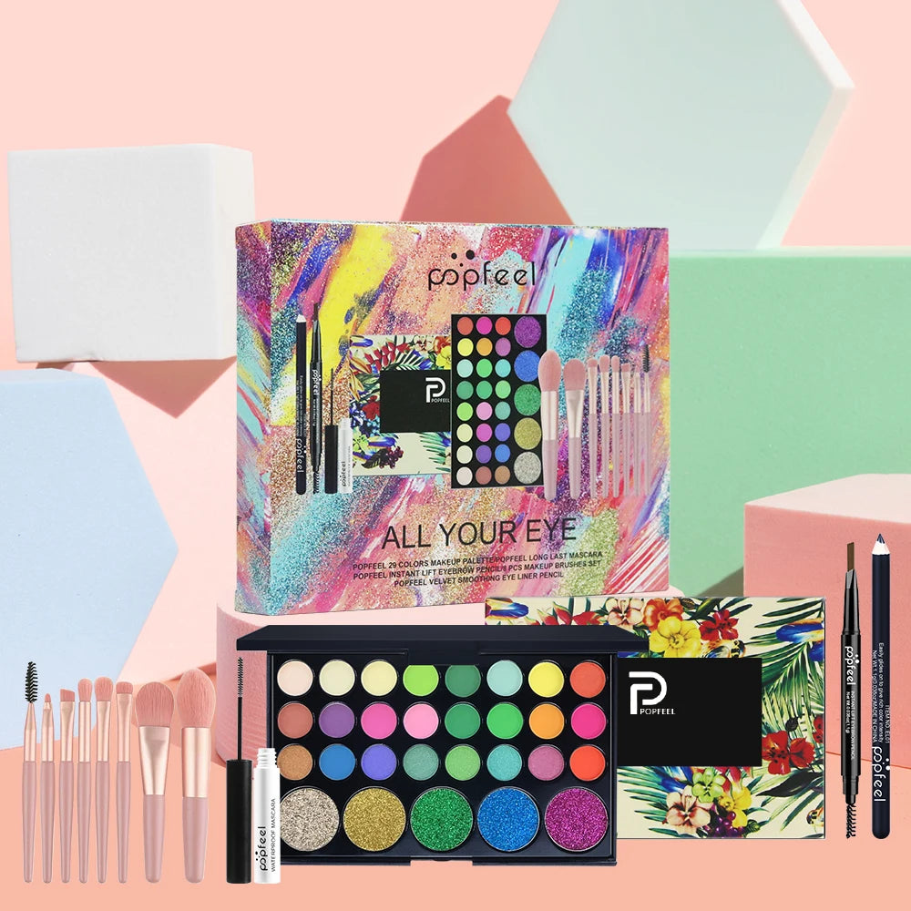 POPFEEL Eye Makeup Kit, Featuring a 40-Color Eyeshadow Palette and Eyebrow Pens. Perfect for Beginners and as a Thoughtful Gift