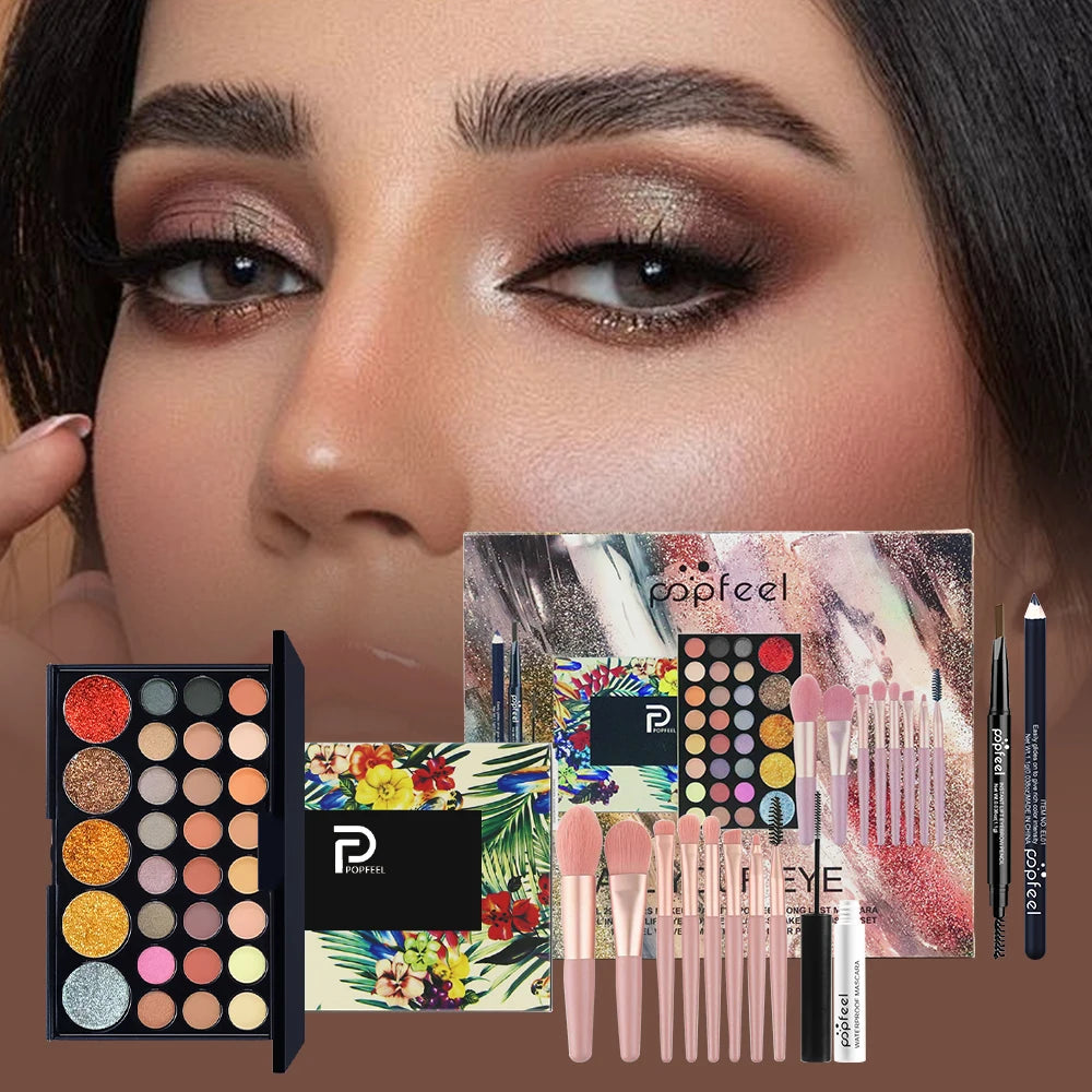 POPFEEL Eye Makeup Kit, Featuring a 40-Color Eyeshadow Palette and Eyebrow Pens. Perfect for Beginners and as a Thoughtful Gift