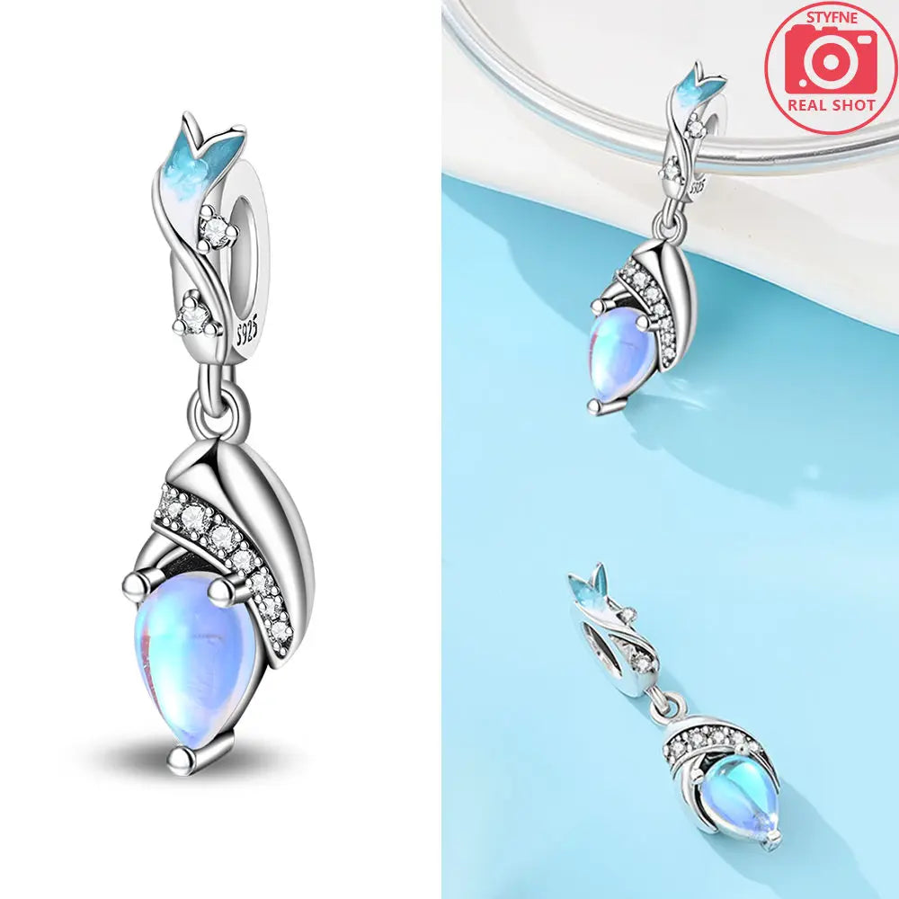 925 Sterling Silver Ocean Series Blue Turtle Starfish Shell Fit Original Bracelet Charms for Women diy Fine Jewelry Gifts