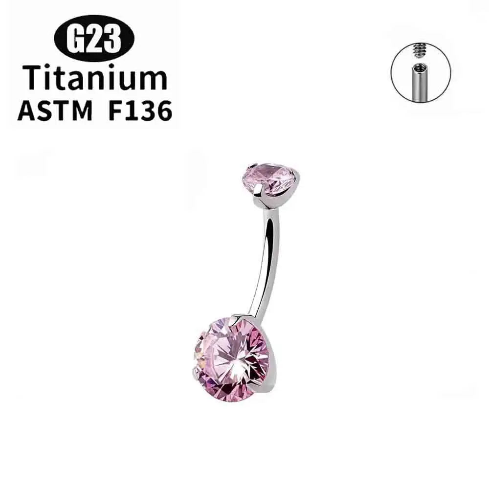 1/5Pcs ASTM F136 Titanium Banana Bend Sexy Belly Button Rings 5A CZ 14G Internal Thread Navel Ring Piercing Barbell Body Jewelry