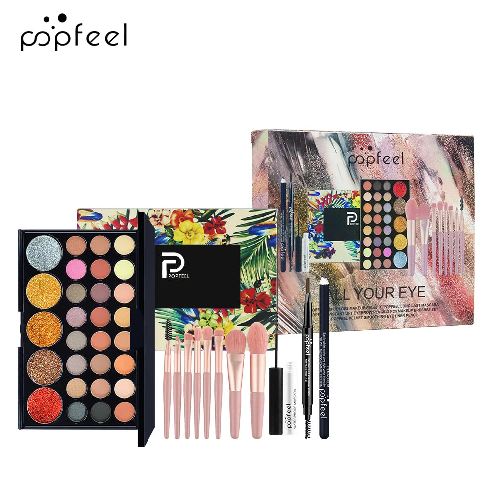 POPFEEL Eye Makeup Kit, Featuring a 40-Color Eyeshadow Palette and Eyebrow Pens. Perfect for Beginners and as a Thoughtful Gift
