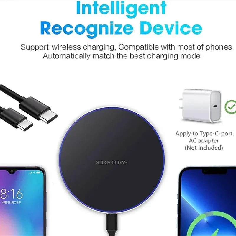 Wireless Charger Mobile Phone Charger Pad Stand For iPhone 16 15 14 13 12 11 Pro Max Samsung Xiaomi Fast Charging Dock Station