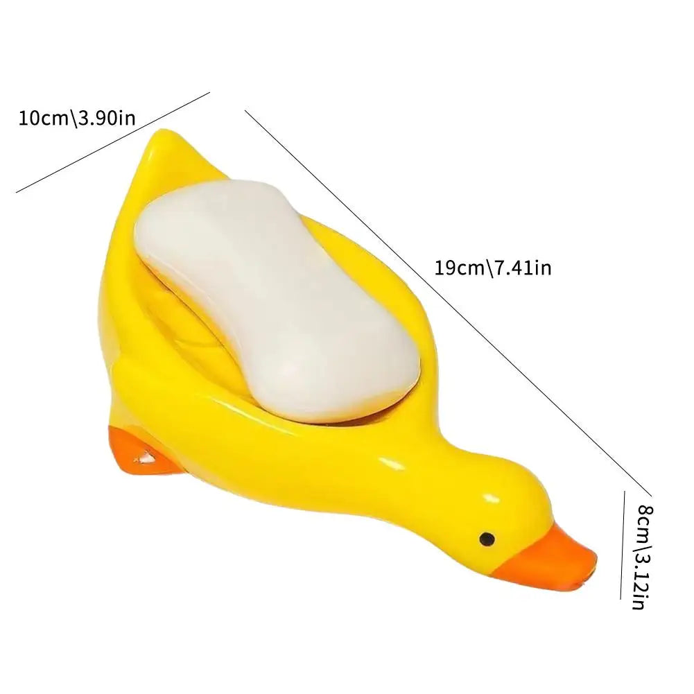 Cute Duck-Shaped Self-Draining Soap Dish Plastic Drip Tray Holder For Shower Bathroom Kitchen Sink Storage Rack