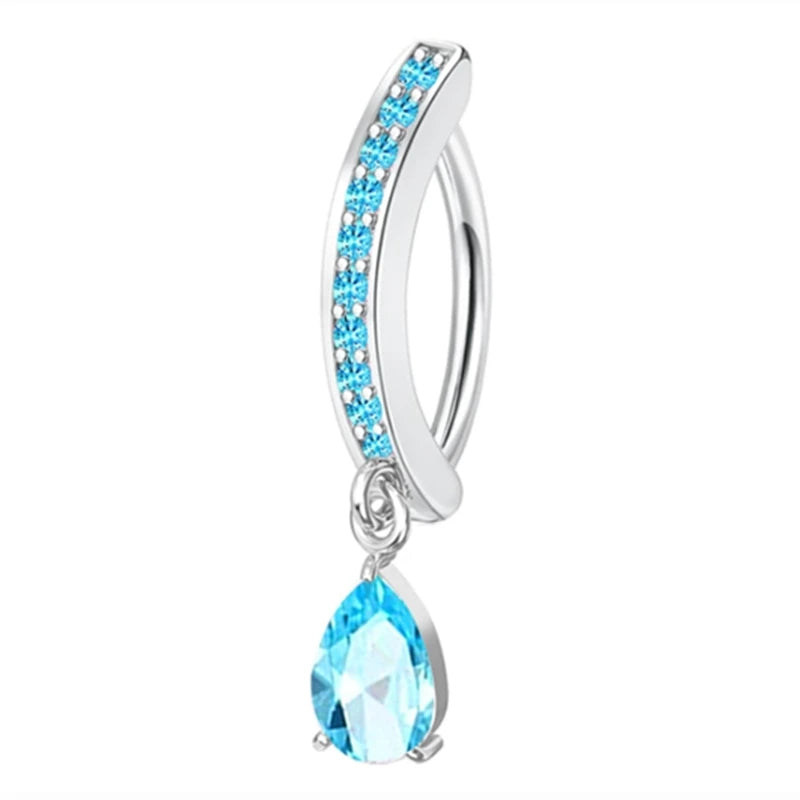 1PCS Drip Belly Button Ring Stainless Steel Crystal Clicker Belly Rings Women Fashion Reverse Navel Piercing Rings Body Jewelry