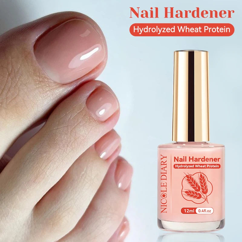 NICOLE DIARY 12ml Pink Nail Strengthener Natural Sheer for Enhanced Gloss Keratin Nail Polish for Manicure Care Air Dries