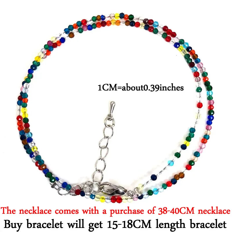 Small Natural Stone Bead Necklace Bracelet for Women, Zircon Tourmaline Pearl Necklace with, Reki Clavicle Chain, Choker, 2-3mm
