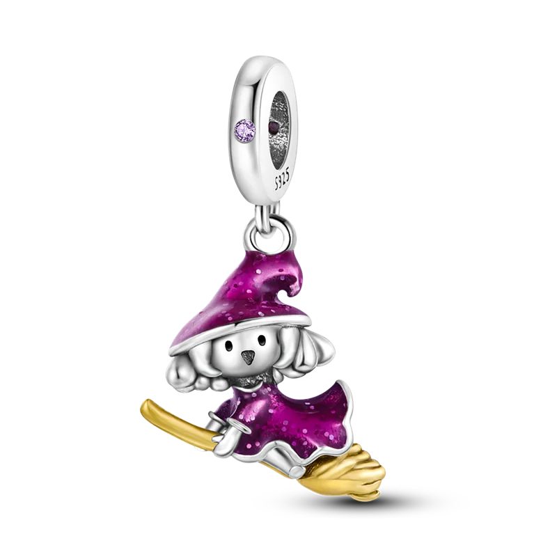 2026 Halloween Skull Charms Bead 925 Sterling Silver Sparkling Zircon Pumpkin Head Dangle Fit Bracelet DIY Jewelry Holiday Gift