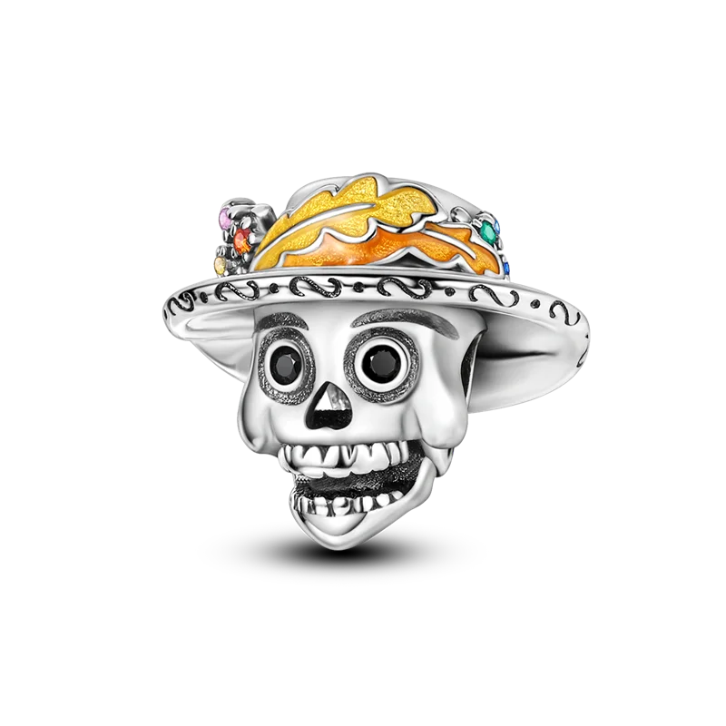 2026 Halloween Skull Charms Bead 925 Sterling Silver Sparkling Zircon Pumpkin Head Dangle Fit Bracelet DIY Jewelry Holiday Gift