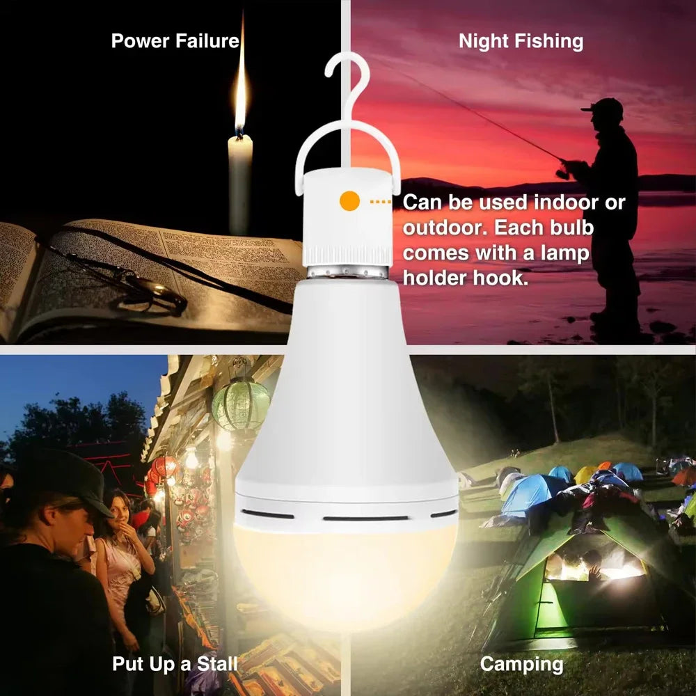E27 Emergency LED Lamp Bulbs 7W 9W 12W 15W Rechargeable High Brightness Light Bulb Outdoor Camping Fishing Portable Lamps