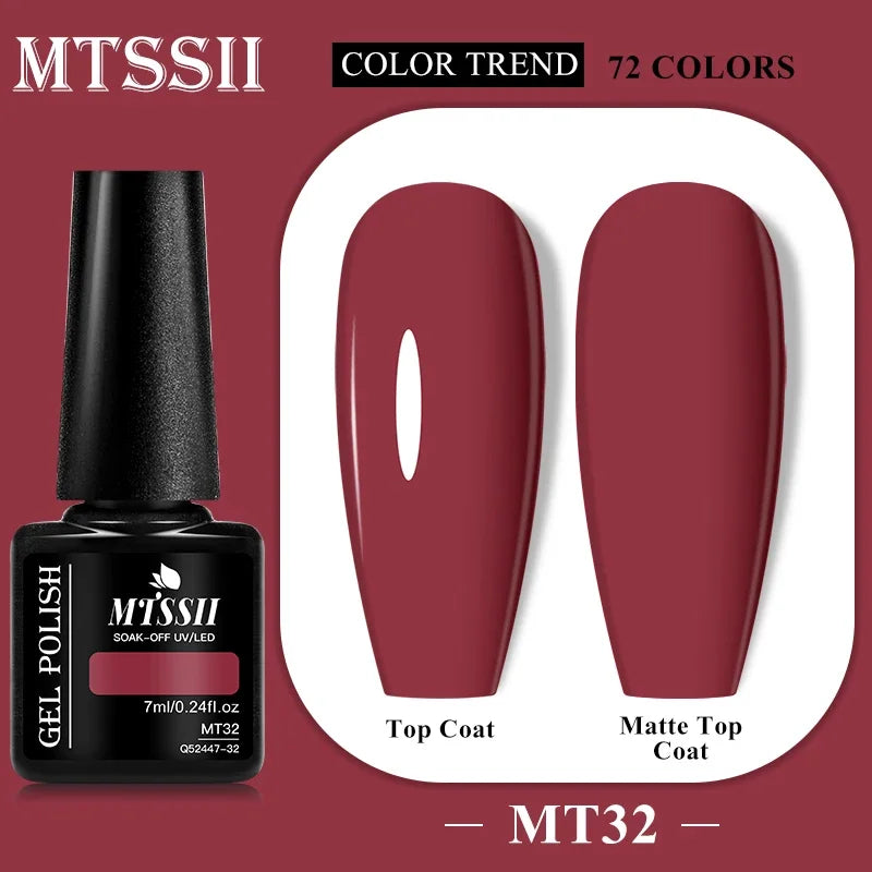 MTSSII 72 Colors 7ml Colorful Gel Nail Polish Nail Supplies Semi Permanent Nail Art Manicure Soak Off LED UV Gel Nail Varnish