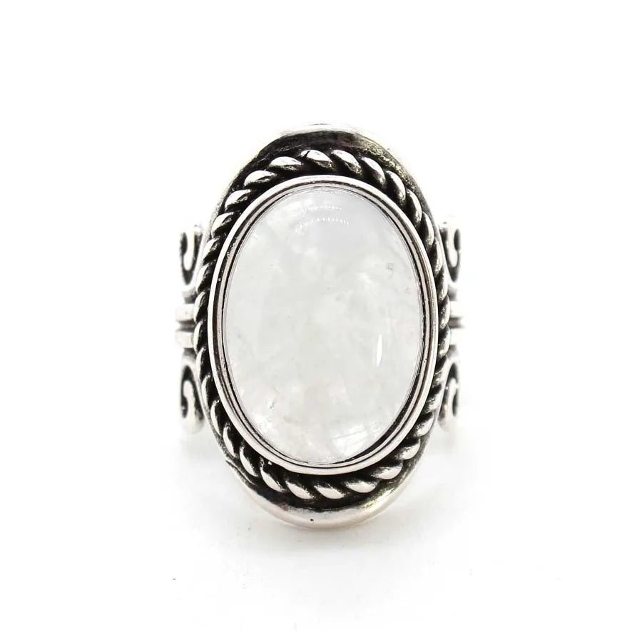 Vintage Crystal Oval Stone Rings For Men Women Natural Rose Quartz Amethyst Onyx Agate Gemstone Adjustable Finger Ring Jewelry