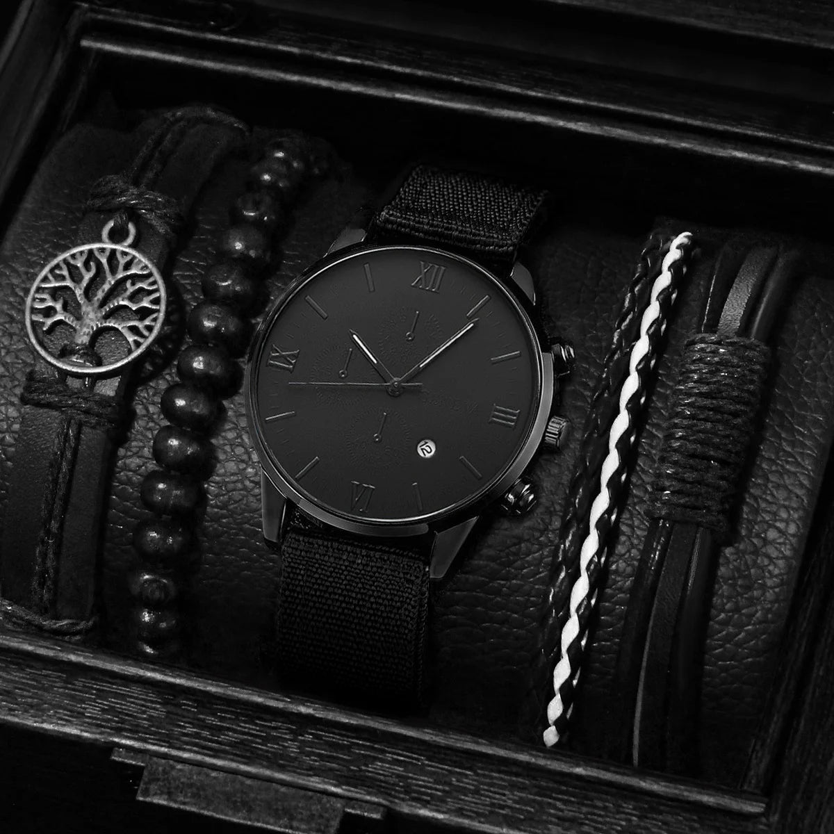 Men Watches Casual Male's Quartz Watch Bracelets Set