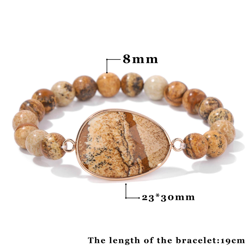 Natural Stone Charm Bracelets For Women Men Amethysts Lapis Lazuli Labradorite White Howlite Elastic Bracelet Jewelry