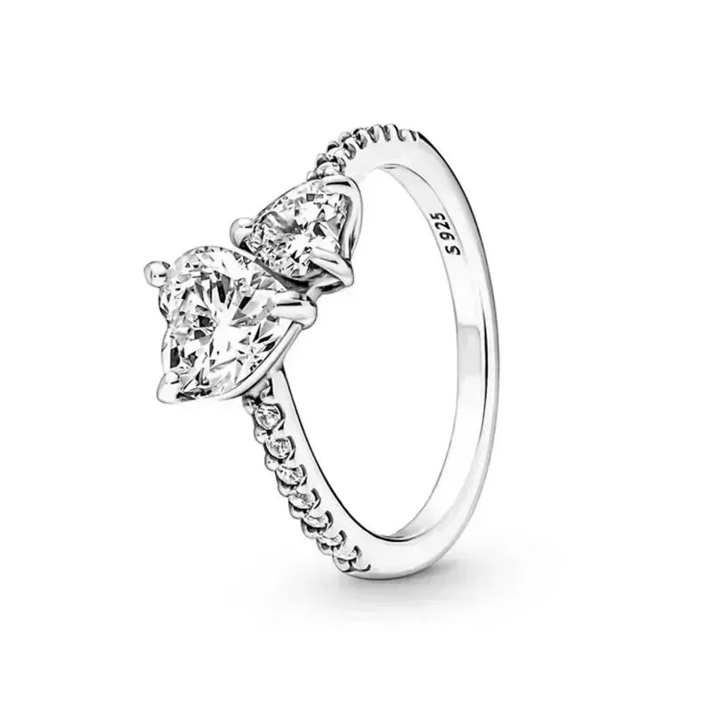 Hot selling 925 silver exquisite luxury sparkling crown heart-shaped women's ring jewelry