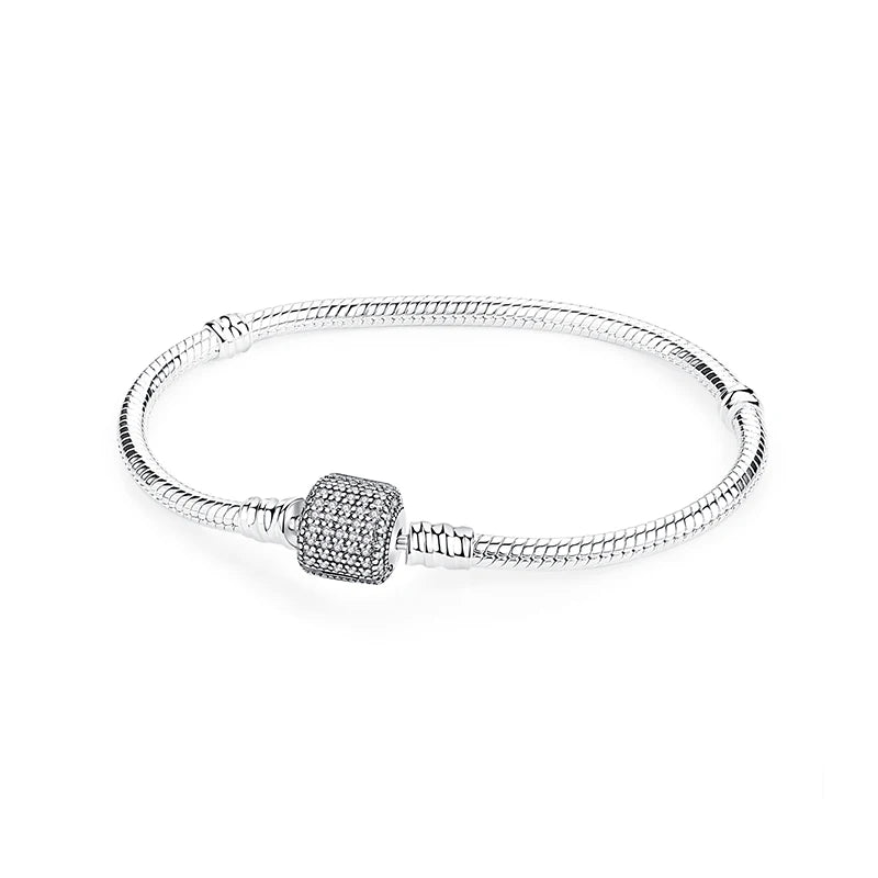 925 Sterling Silver Bracelets Bangles Original Love Heart Clasp Charms Beads Snake Chain Luxury DIY Jewelry For Women Gift