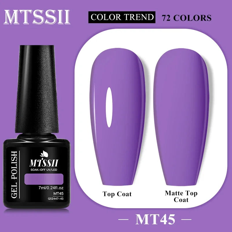 MTSSII 72 Colors 7ml Colorful Gel Nail Polish Nail Supplies Semi Permanent Nail Art Manicure Soak Off LED UV Gel Nail Varnish