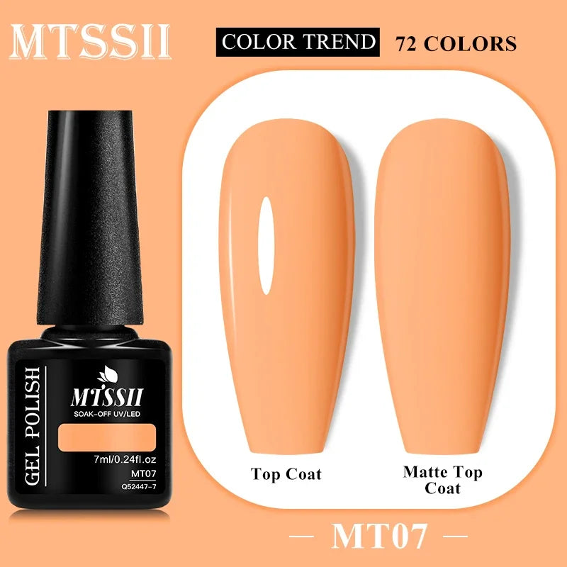 MTSSII 72 Colors 7ml Colorful Gel Nail Polish Nail Supplies Semi Permanent Nail Art Manicure Soak Off LED UV Gel Nail Varnish