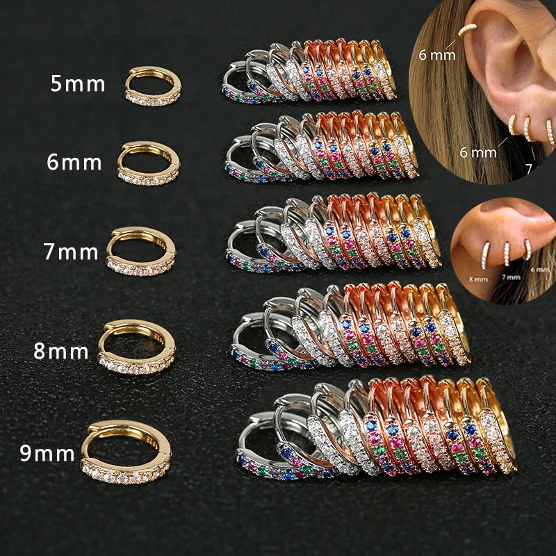 2Pcs Rainbow Little Huggies Stainless Steel Hoop Earrings Tiny Rings