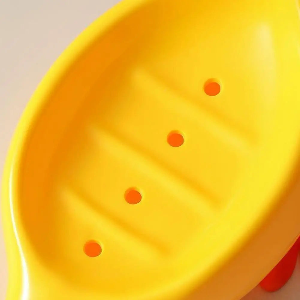 Cute Duck-Shaped Self-Draining Soap Dish Plastic Drip Tray Holder For Shower Bathroom Kitchen Sink Storage Rack