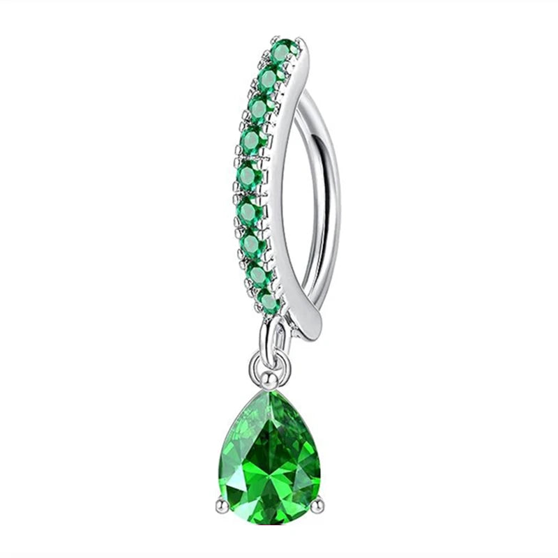 1PCS Drip Belly Button Ring Stainless Steel Crystal Clicker Belly Rings Women Fashion Reverse Navel Piercing Rings Body Jewelry