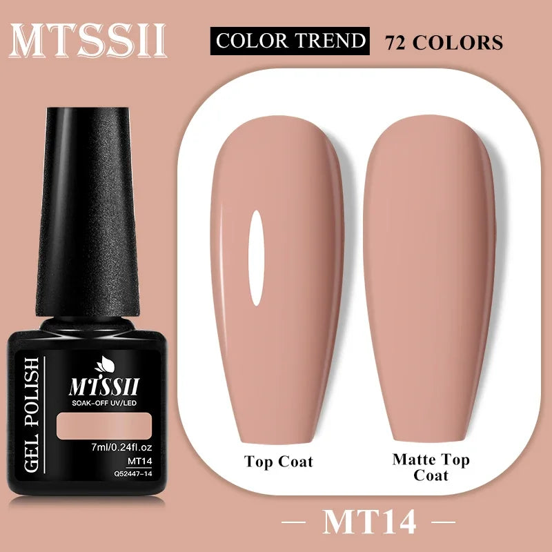 MTSSII 72 Colors 7ml Colorful Gel Nail Polish Nail Supplies Semi Permanent Nail Art Manicure Soak Off LED UV Gel Nail Varnish