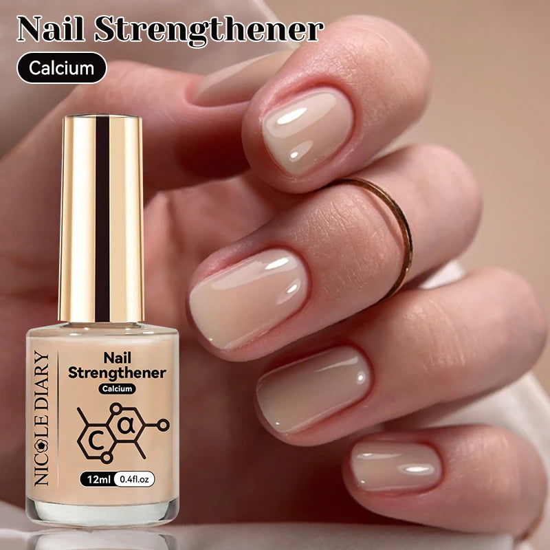 NICOLE DIARY 12ml Pink Nail Strengthener Natural Sheer for Enhanced Gloss Keratin Nail Polish for Manicure Care Air Dries