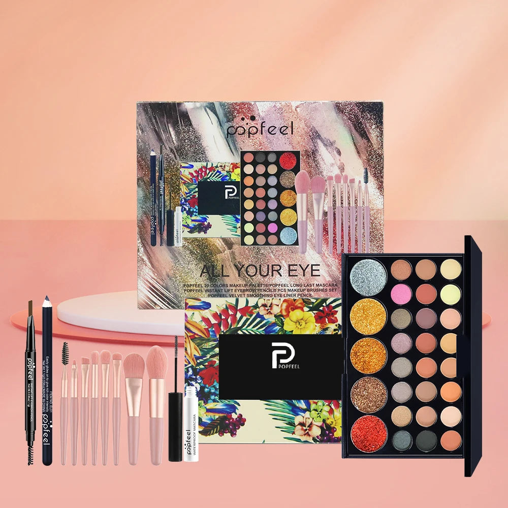 POPFEEL Eye Makeup Kit, Featuring a 40-Color Eyeshadow Palette and Eyebrow Pens. Perfect for Beginners and as a Thoughtful Gift